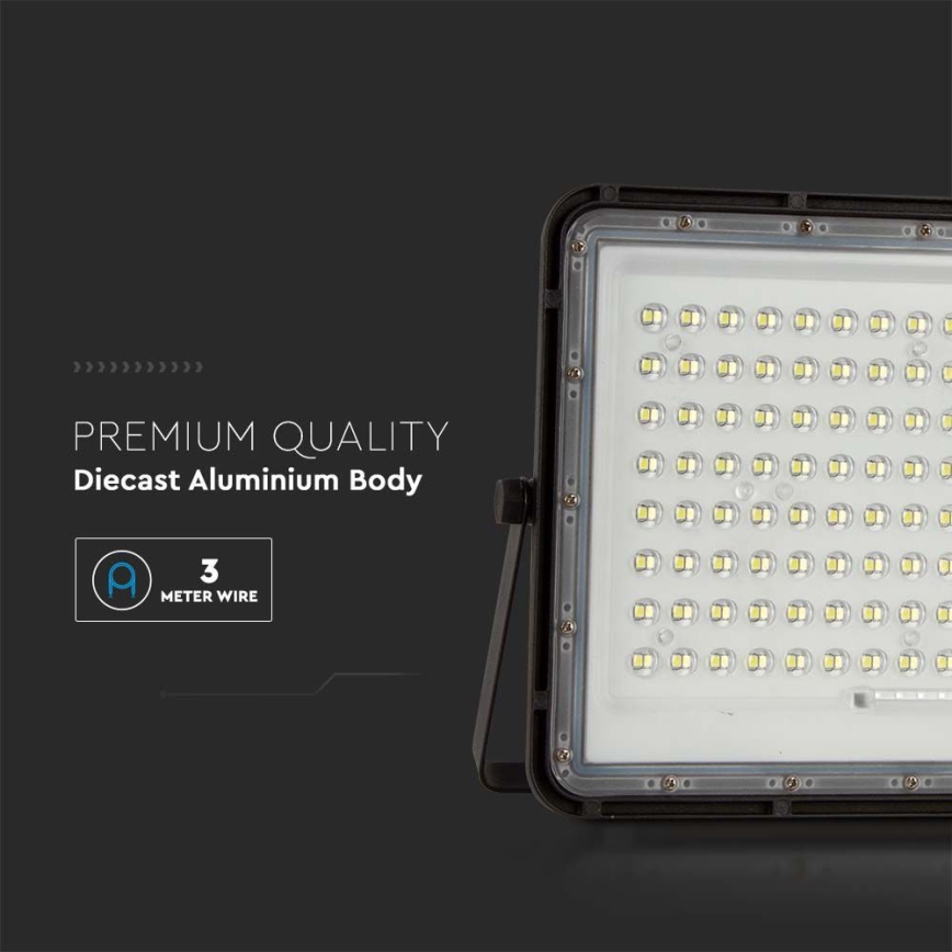 LED Zewnętrzny naświetlacz solarny LED/200W/3,2V 4000K czarny IP65 16000 mAh + zdalne sterowanie
