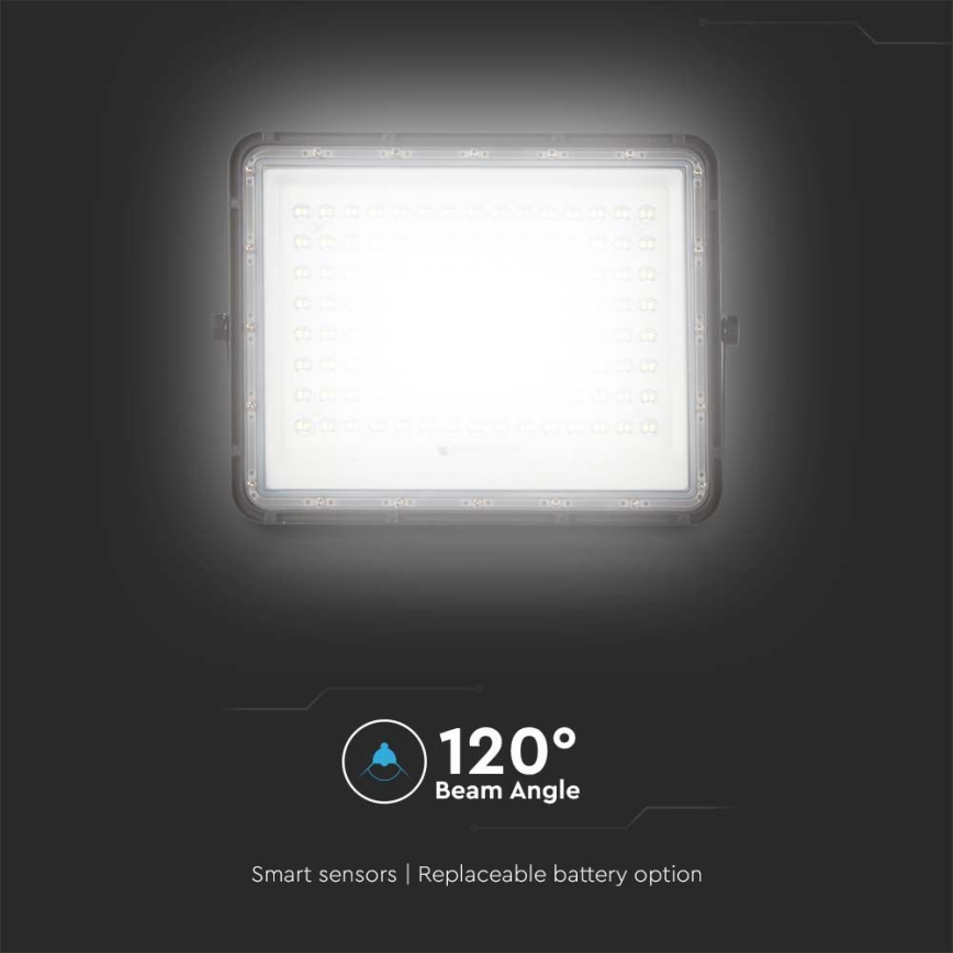 LED Zewnętrzny naświetlacz solarny LED/200W/3,2V 4000K czarny IP65 16000 mAh + zdalne sterowanie