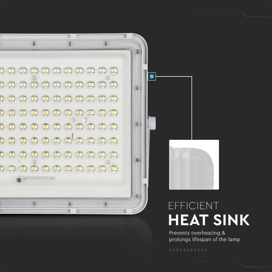 LED Zewnętrzny naświetlacz solarny LED/20W/3,2V 6400K biały IP65 16000 mAh + zdalne sterowanie