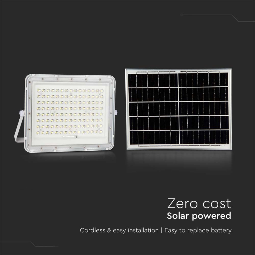 LED Zewnętrzny naświetlacz solarny LED/20W/3,2V 6400K biały IP65 16000 mAh + zdalne sterowanie