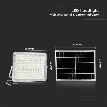LED Zewnętrzny naświetlacz solarny LED/20W/3,2V 6400K biały IP65 16000 mAh + zdalne sterowanie