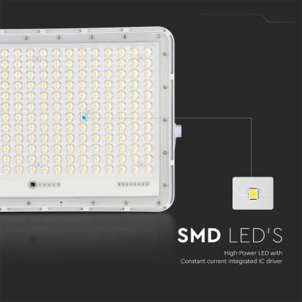 LED Zewnętrzny naświetlacz solarny LED/30W/3,2V 4000K biała + IP65 + Pilot zdalnego sterowania