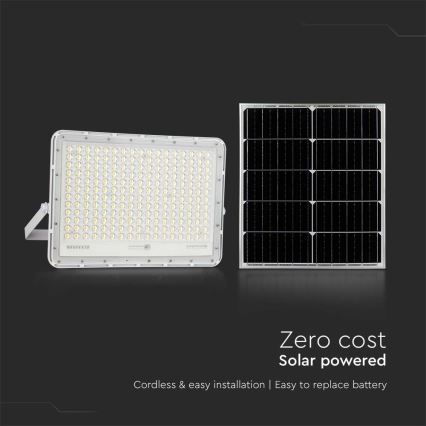 LED Zewnętrzny naświetlacz solarny LED/30W/3,2V 4000K biała + IP65 + Pilot zdalnego sterowania