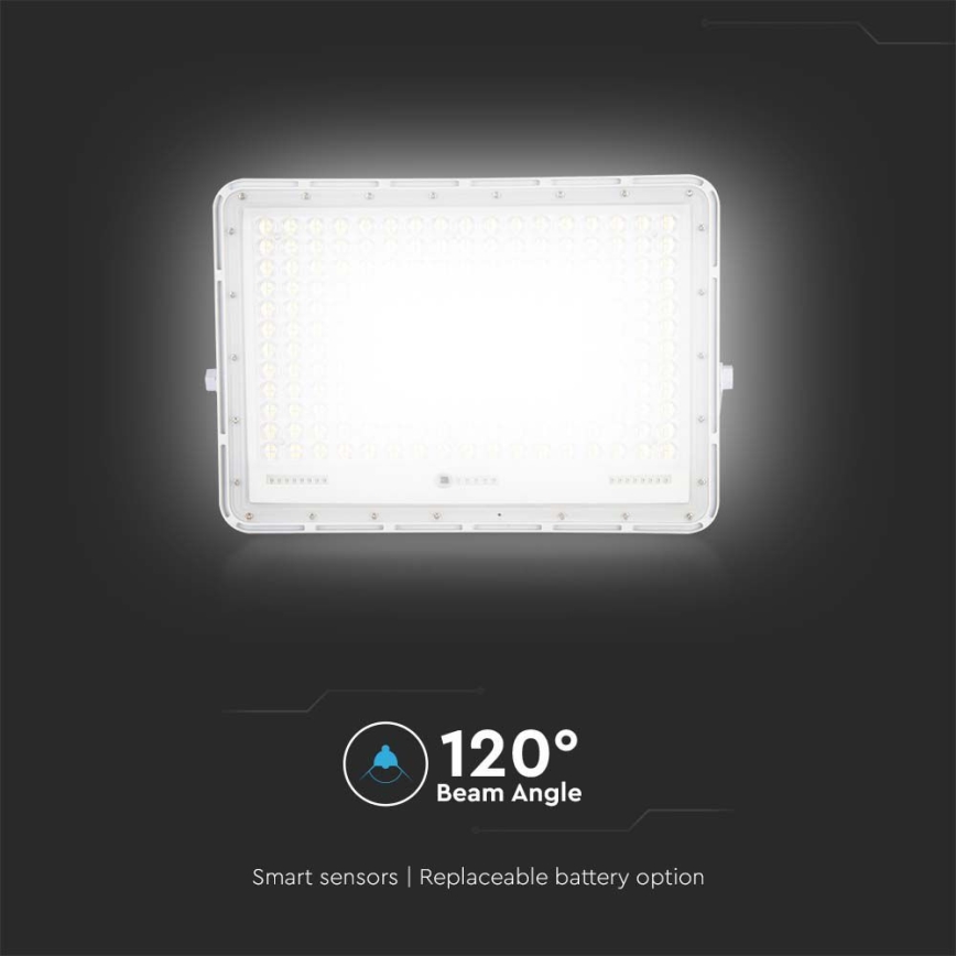 LED Zewnętrzny naświetlacz solarny LED/30W/3,2V 4000K biała + IP65 + Pilot zdalnego sterowania
