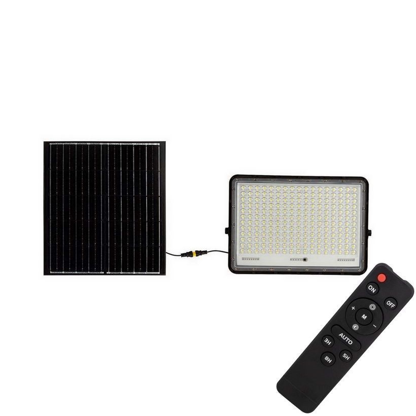 LED Zewnętrzny naświetlacz solarny LED/30W/3,2V 4000K czarny IP65 20000 mAh + zdalne sterowanie