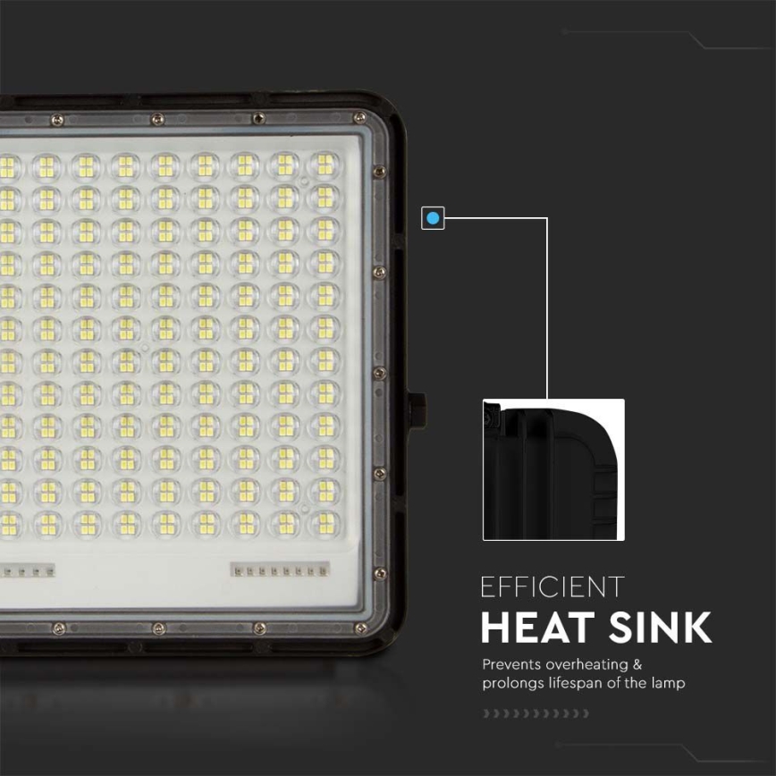 LED Zewnętrzny naświetlacz solarny LED/30W/3,2V 4000K czarny IP65 20000 mAh + zdalne sterowanie