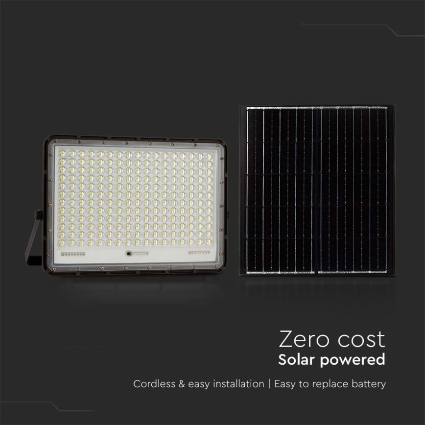 LED Zewnętrzny naświetlacz solarny LED/30W/3,2V 4000K czarny IP65 20000 mAh + zdalne sterowanie