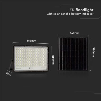 LED Zewnętrzny naświetlacz solarny LED/30W/3,2V 4000K czarny IP65 20000 mAh + zdalne sterowanie