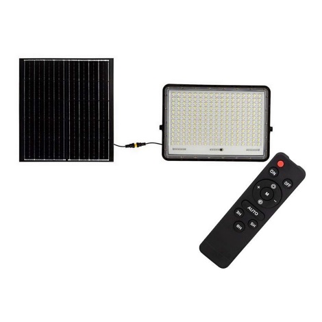 LED Zewnętrzny naświetlacz solarny LED/30W/3,2V 6400K czarne IP65 + Pilot zdalnego sterowania