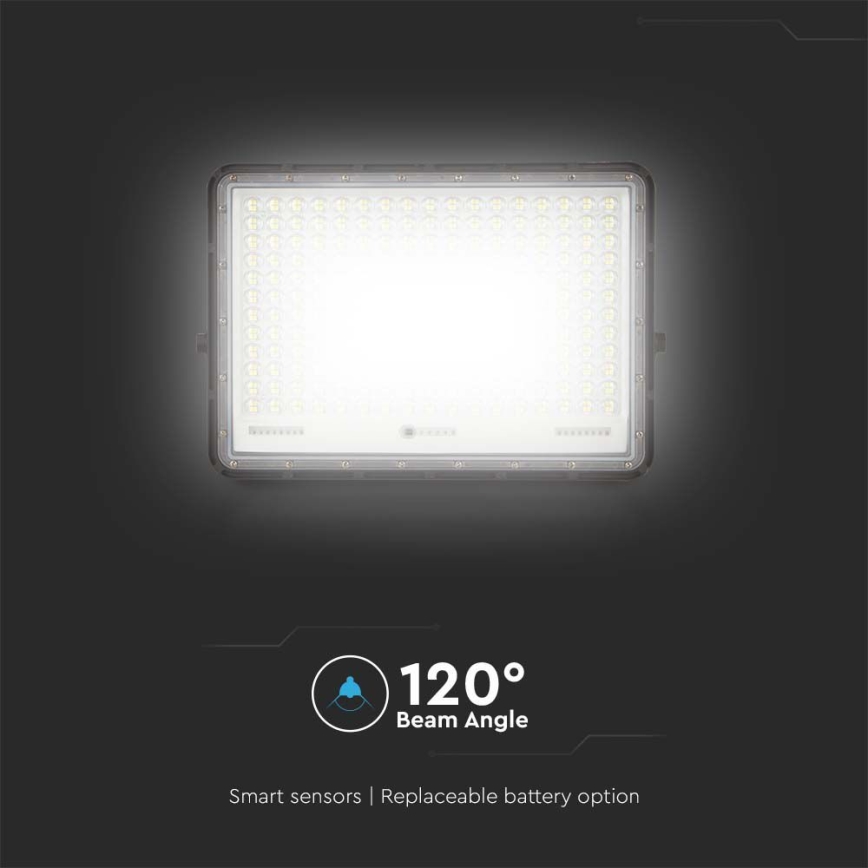 LED Zewnętrzny naświetlacz solarny LED/30W/3,2V 6400K czarny IP65 20000 mAh + zdalne sterowanie