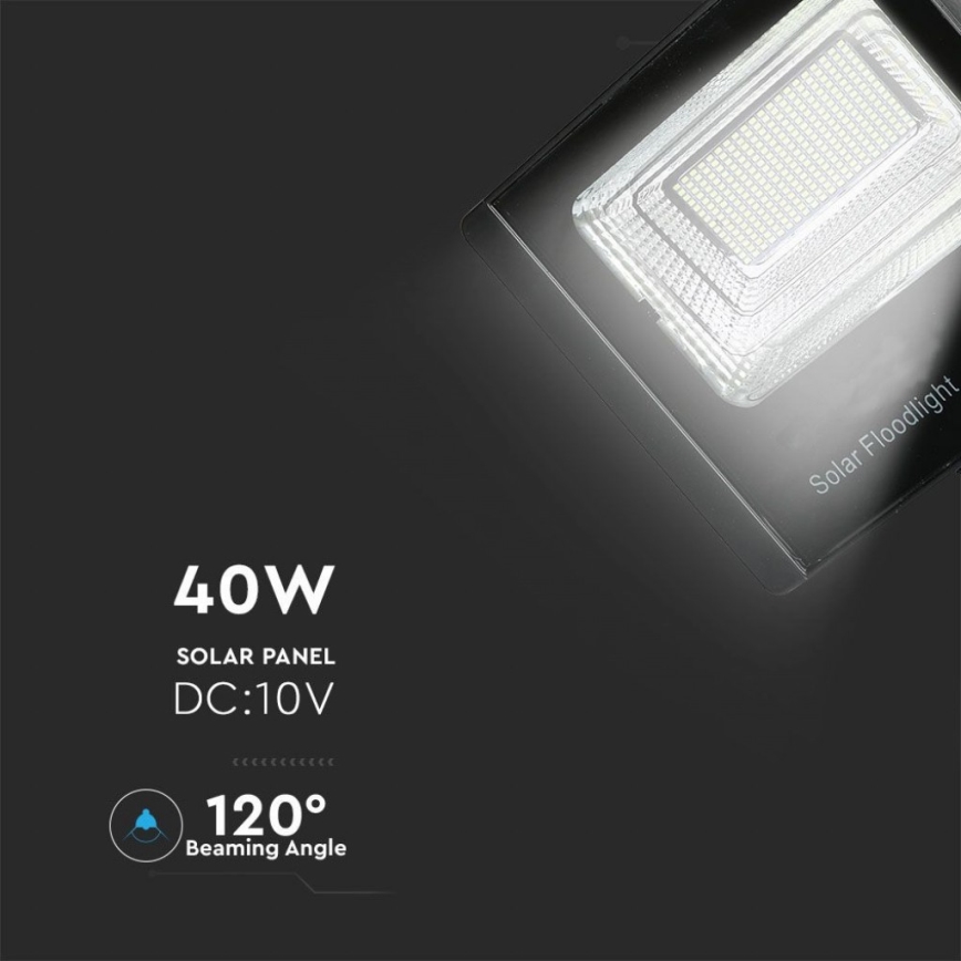 LED Zewnętrzny naświetlacz solarny LED/40W/10V IP65 6000K 20000 mAh + zdalne sterowanie