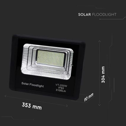 LED Zewnętrzny naświetlacz solarny LED/40W/10V IP65 6000K + pilot zdalnego sterowania