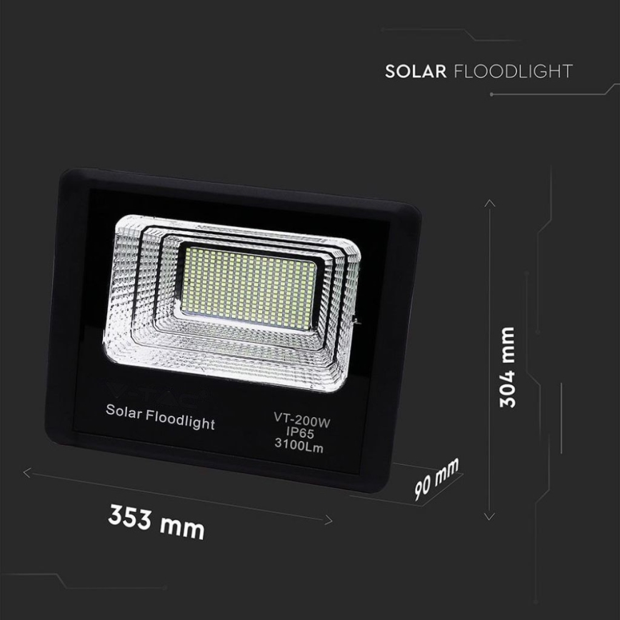 LED Zewnętrzny naświetlacz solarny LED/40W/10V IP65 6000K 20000 mAh + zdalne sterowanie