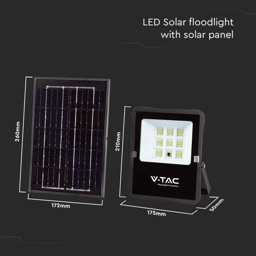 LED Zewnętrzny naświetlacz solarny LED/6W/3,2V 4000K IP65 5000 mAh + zdalne sterowanie