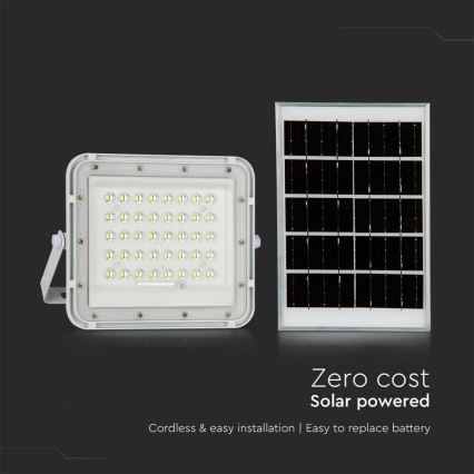 LED Zewnętrzny ściemnialny naświetlacz solarny LED/6W/3,2V IP65 4000K biały + pilot zdalnego sterowania