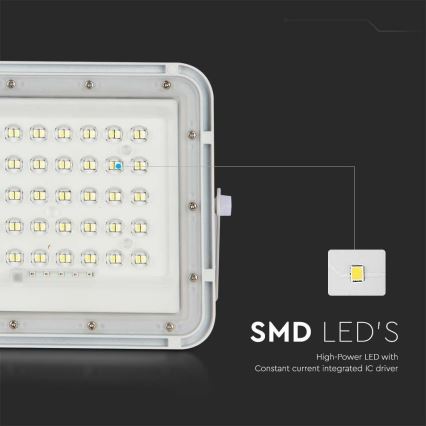 LED zewnętrzny ściemnialny solarny reflektor LED/6W/3,2V IP65 6400K 5000 mAh biały + zdalne sterowanie