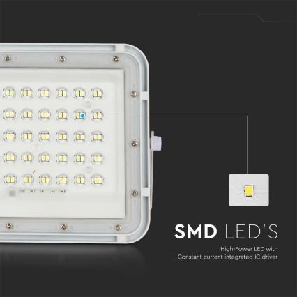 LED Zewnętrzny ściemnialny naświetlacz solarny LED/6W/3,2V IP65 6400K biały + pilot zdalnego sterowania