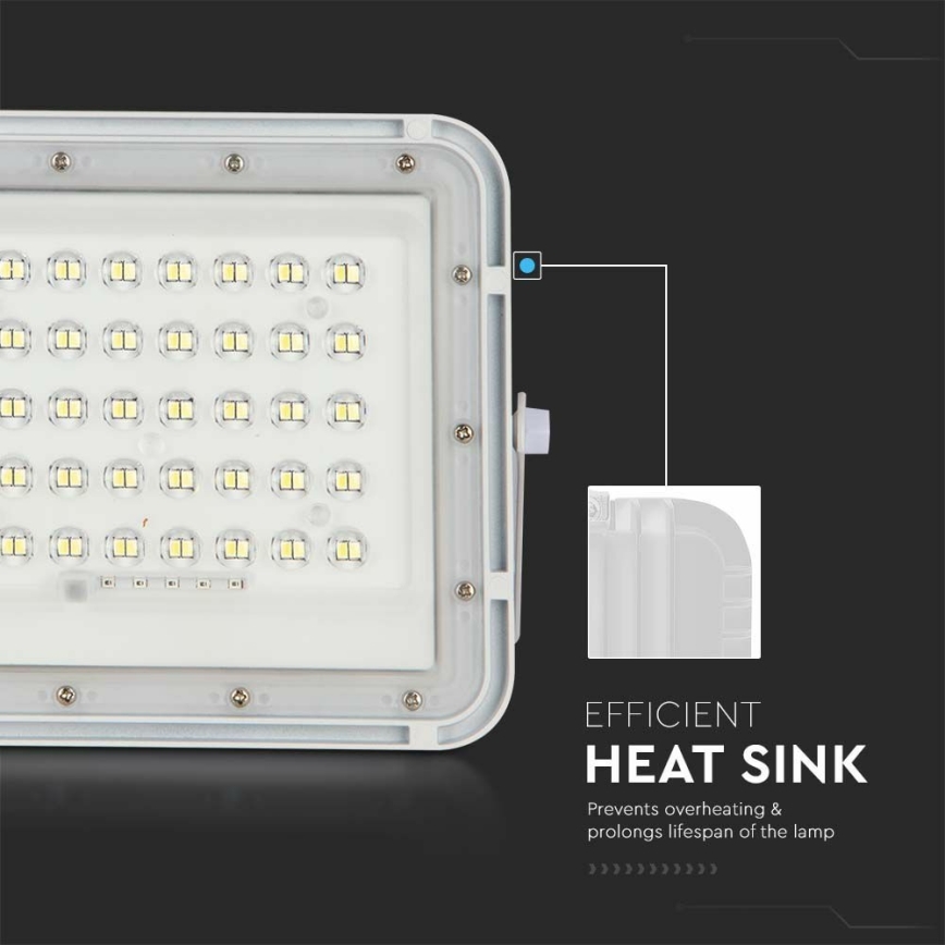 LED zewnętrzny ściemnialny solarny reflektor LED/6W/3,2V IP65 6400K 5000 mAh biały + zdalne sterowanie