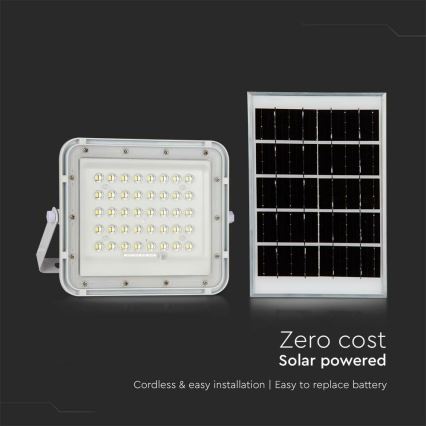 LED zewnętrzny ściemnialny solarny reflektor LED/6W/3,2V IP65 6400K 5000 mAh biały + zdalne sterowanie