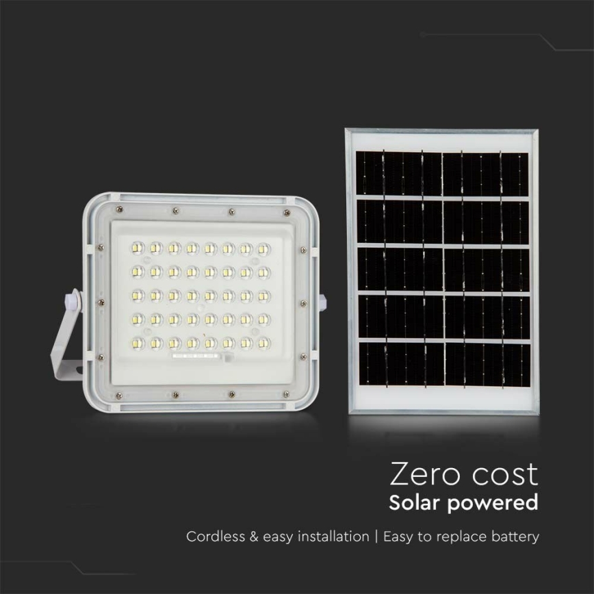 LED zewnętrzny ściemnialny solarny reflektor LED/6W/3,2V IP65 6400K 5000 mAh biały + zdalne sterowanie