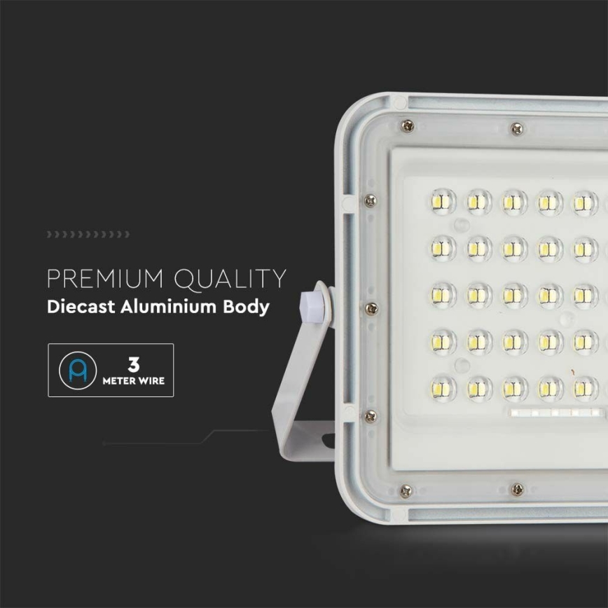 LED zewnętrzny ściemnialny solarny reflektor LED/6W/3,2V IP65 6400K 5000 mAh biały + zdalne sterowanie