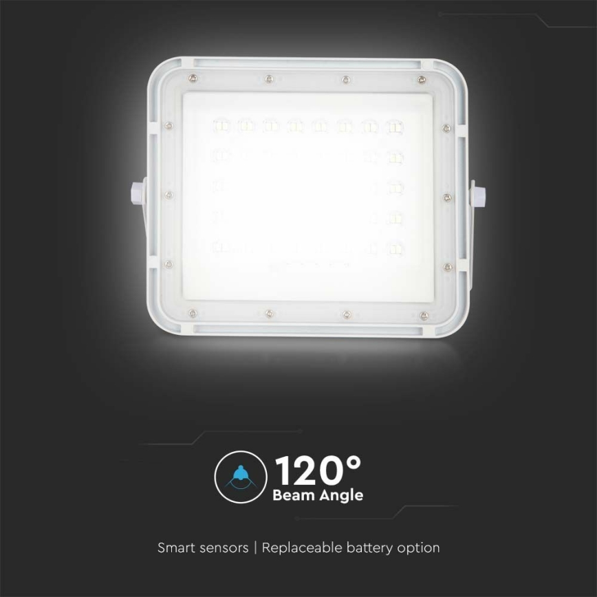 LED zewnętrzny ściemnialny solarny reflektor LED/6W/3,2V IP65 6400K 5000 mAh biały + zdalne sterowanie