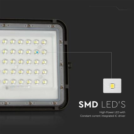 LED Zewnętrzny ściemnialny naświetlacz solarny LED/6W/3,2V IP65 6400K czarny + pilot zdalnego sterowania