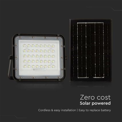 LED zewnętrzny ściemnialny solarny reflektor LED/6W/3,2V IP65 6400K 5000 mAh czarny + zdalne sterowanie