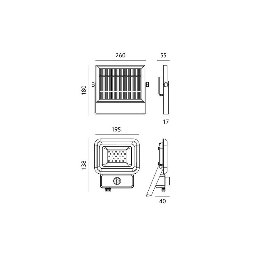 LED Zewnętrzny naświetlacz solarny z czujnikiem LED/20W/3,7V 6500K IP65 4400 mAh