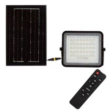 LED Zewnętrzny ściemnialny naświetlacz solarny LED/6W/3,2V IP65 4000K czarny + pilot zdalnego sterowania