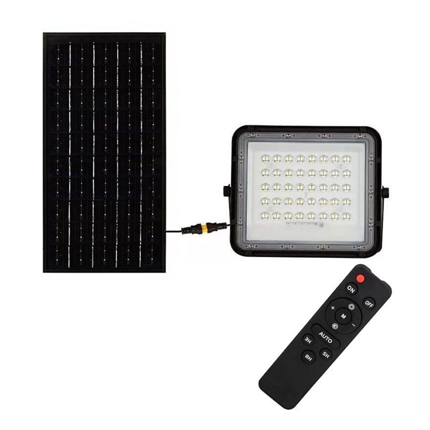 LED zewnętrzny ściemnialny solarny reflektor LED/10W/3,2V IP65 6400K 6000 mAh czarny + zdalne sterowanie