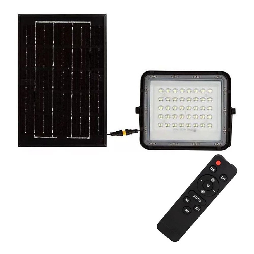 LED zewnętrzny ściemnialny solarny reflektor LED/6W/3,2V IP65 6400K 5000 mAh czarny + zdalne sterowanie