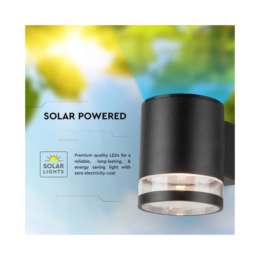 LED Zewnętrzny solarny kinkiet LED/1W/3,7V 3000K IP54 czarny