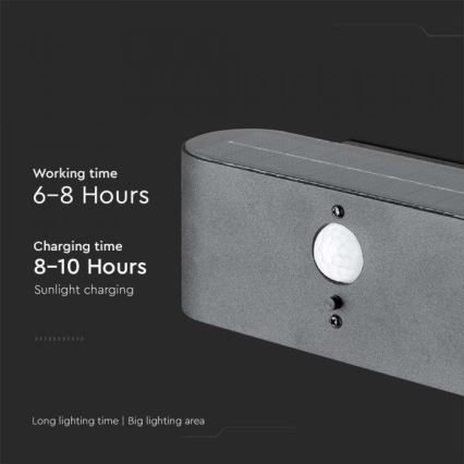 LED zewnętrzny solarny Kinkiet z czujnikiem LED/2,5W/3,7V 3000K IP54 2000 mAh