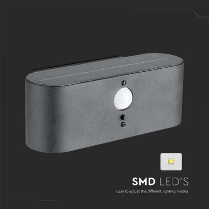 LED zewnętrzny solarny Kinkiet z czujnikiem LED/2,5W/3,7V 3000K IP54 2000 mAh