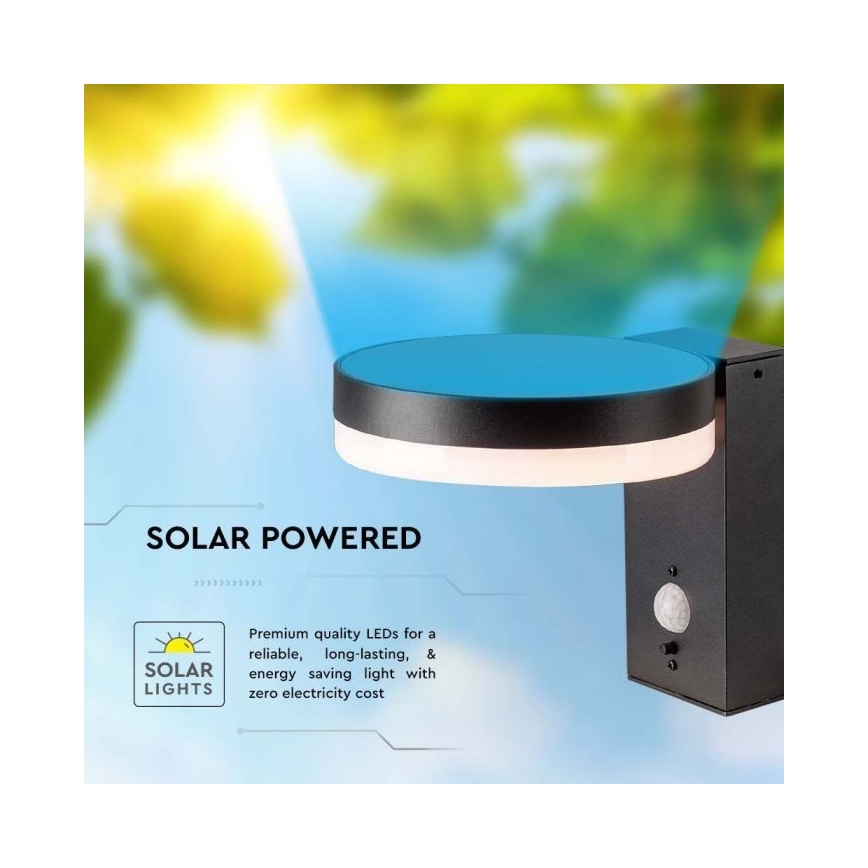 LED zewnętrzny solarny Kinkiet z czujnikiem LED/5,5W/3,7V 3000K IP54 2000 mAh
