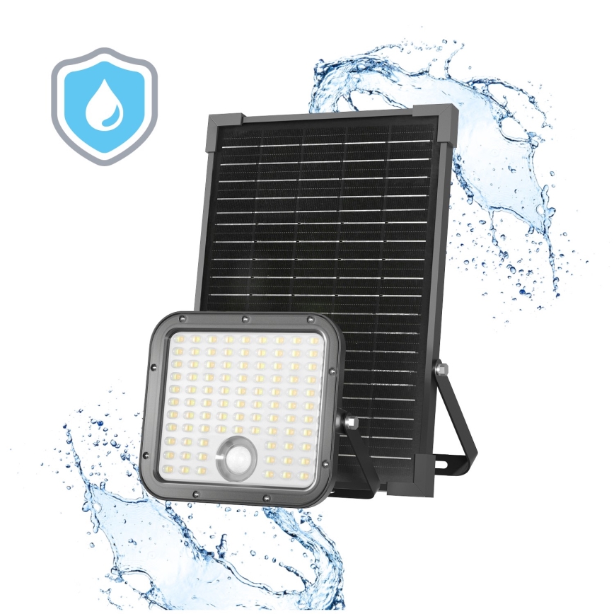 LED Zewnętrzny solarny reflektor z czujnikiem LED/30W/6,4V IP65 3000/4000K 6000 mAh + pilot zdalnego sterowania