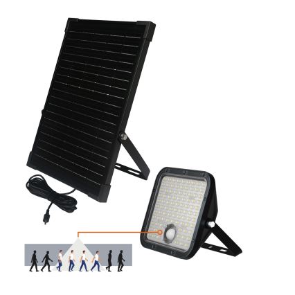 LED Zewnętrzny solarny reflektor z czujnikiem LED/30W/6,4V IP65 3000/4000K 6000 mAh + pilot zdalnego sterowania