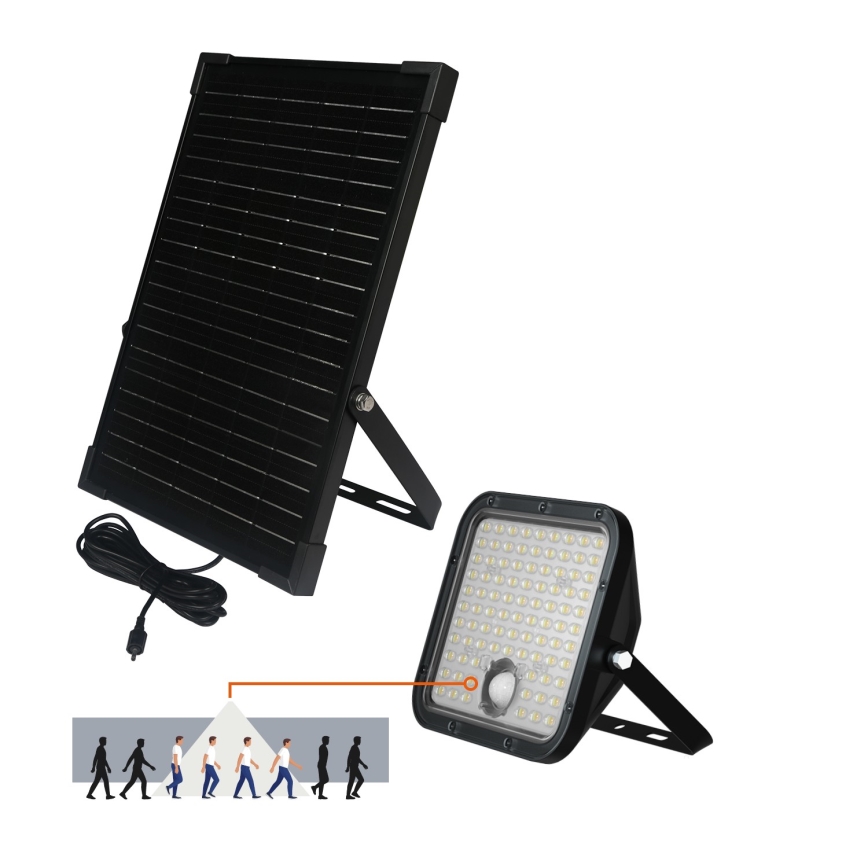 LED Zewnętrzny solarny reflektor z czujnikiem LED/30W/6,4V IP65 3000/4000K 6000 mAh + pilot zdalnego sterowania
