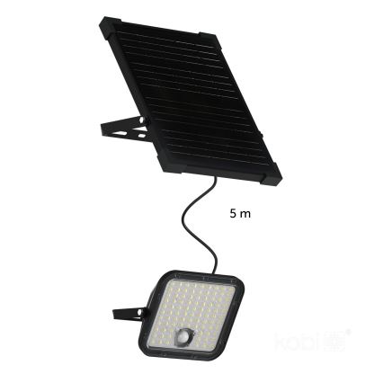 LED Zewnętrzny solarny reflektor z czujnikiem LED/30W/6,4V IP65 3000/4000K 6000 mAh + pilot zdalnego sterowania