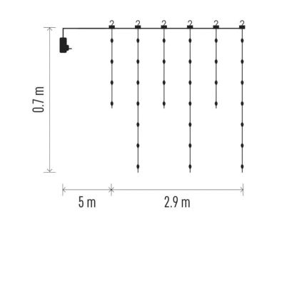 LED Zewnętrzny świąteczny łańcuch świetlny 100 diod LED / 8 funkcji 7,9 × 0,7 m IP44 ciepła biel