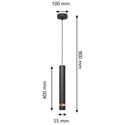 LED Żyrandl na lince TUBA 1×GU10/4,8W/230V czarny/miedź