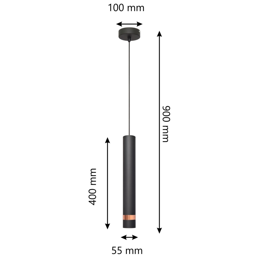 LED Żyrandl na lince TUBA 1×GU10/4,8W/230V czarny/miedź