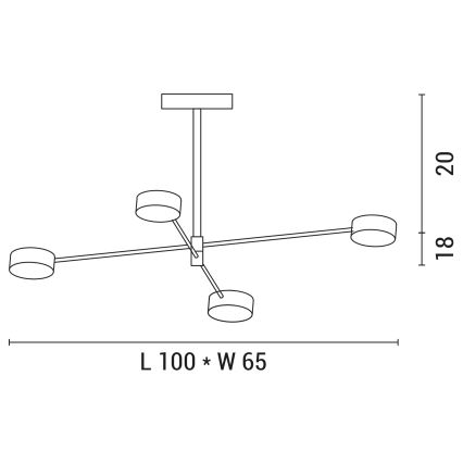 LED Żyrandol 4xLED/12W/230V 4000K złoty