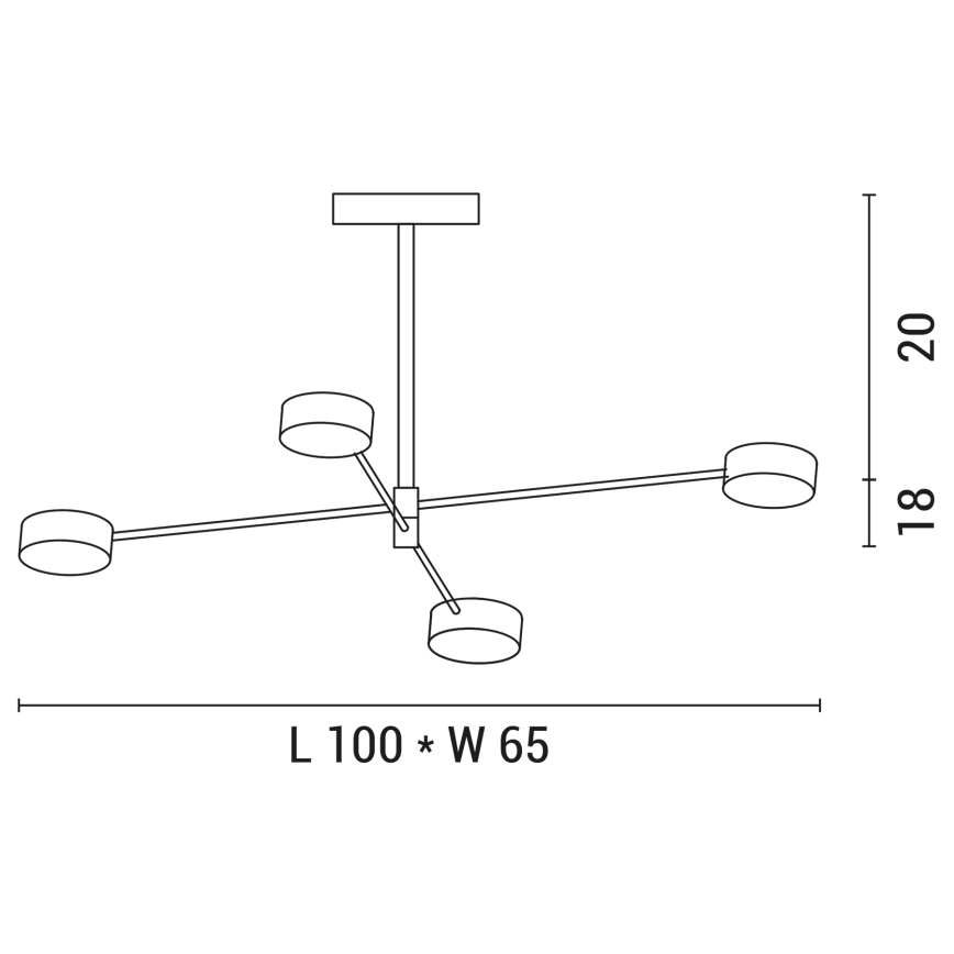 LED Żyrandol 4xLED/12W/230V 4000K złoty