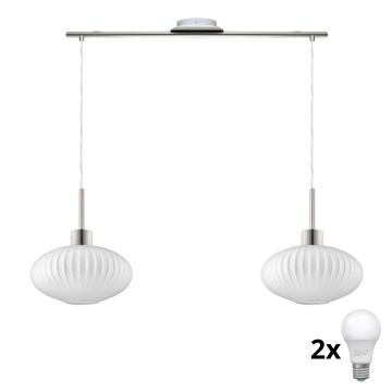 LED Żyrandol HARMA 2xE27/60W/230V mat chrom/biały