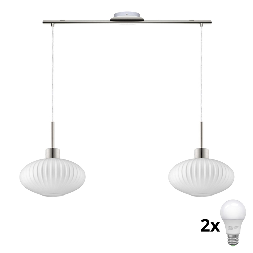 LED Żyrandol HARMA 2xE27/60W/230V mat chrom/biały