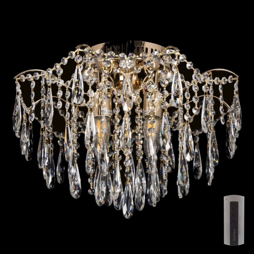 LED Żyrandol kryształowy 4xE27/60W/230V + 4xLED/3W + pilot