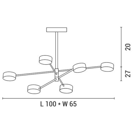 LED Żyrandol LED/30W/230V 3000K złoty