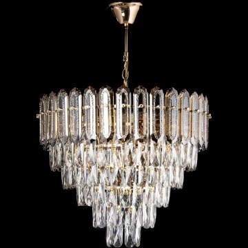 LED Żyrandol na łańcuchu 9xE27/60W/230V + 6xLED/6W śr. 50 cm złoty